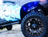 Close-up of wheel well with blue LED rock lights