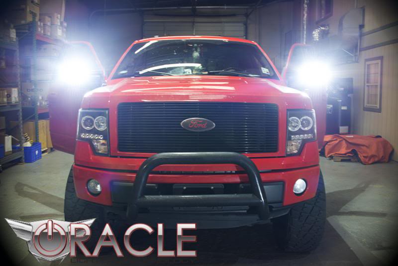 Front view of a Ford F-150 with LED Off-Road Side Mirrors installed.