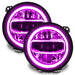Jeep Gladiator JT headlights with pink DRLs.