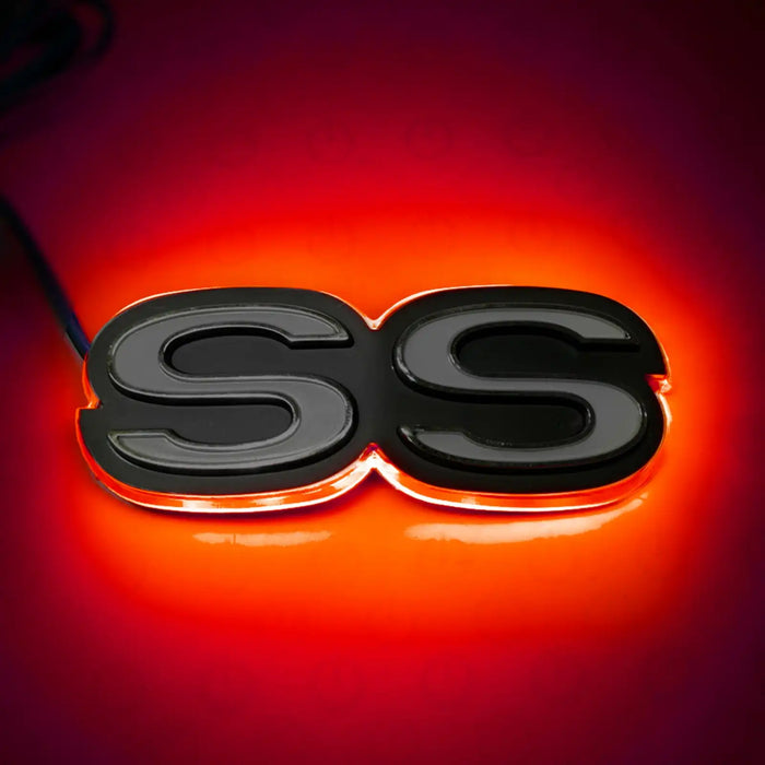 Illuminated SS Emblem with red LEDs.