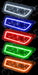 Grid view of Polaris RZR headlights showing different color halos.