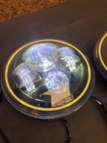 USED ORACLE 7" HIGH POWERED BLACK LED HEADLIGHTS WITH WHITE HALOS 5769-001