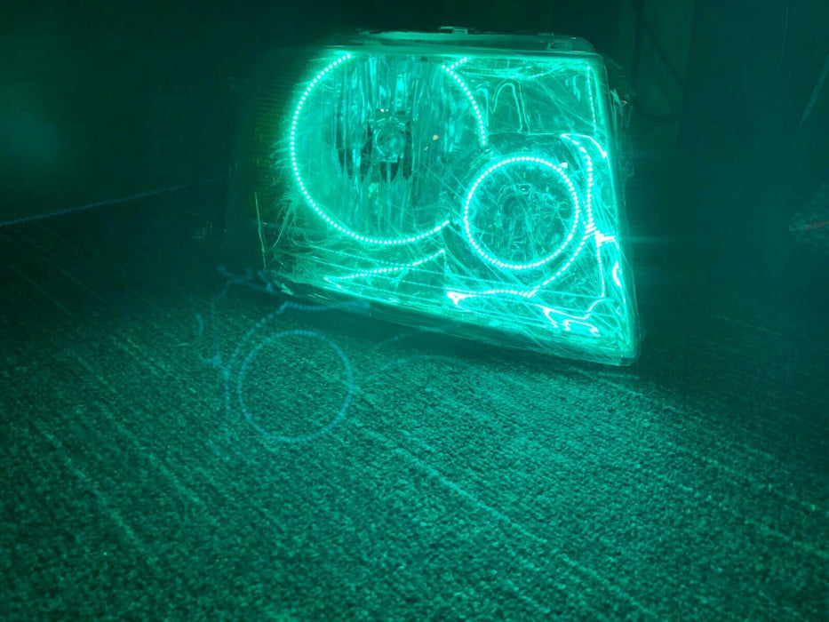 2003-2006 Ford Expedition Headlights with Green LED Halos - Clearance