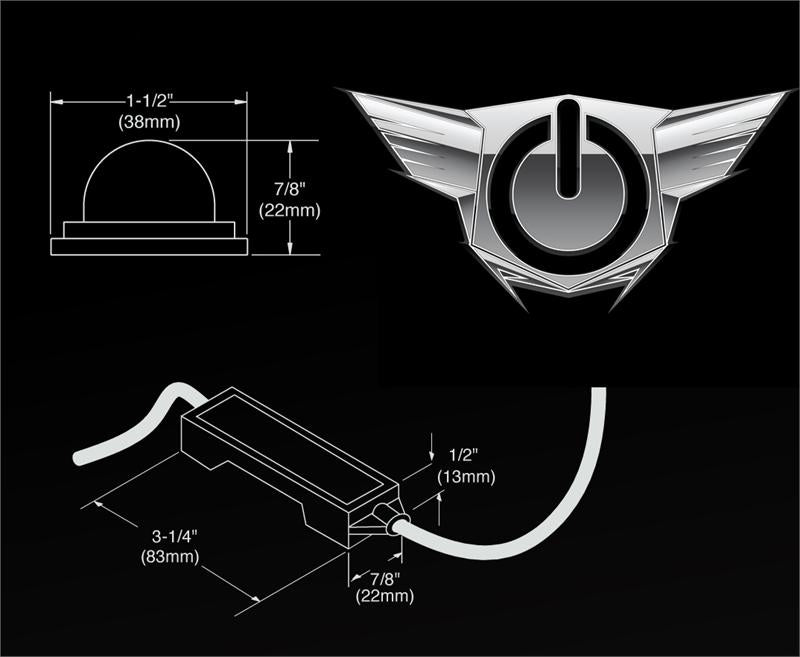 4 SMD Hideaway Omni-Directional Surface Mount Strobe diagram with measurements.