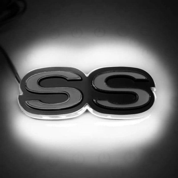Illuminated SS Emblem with white LEDs.