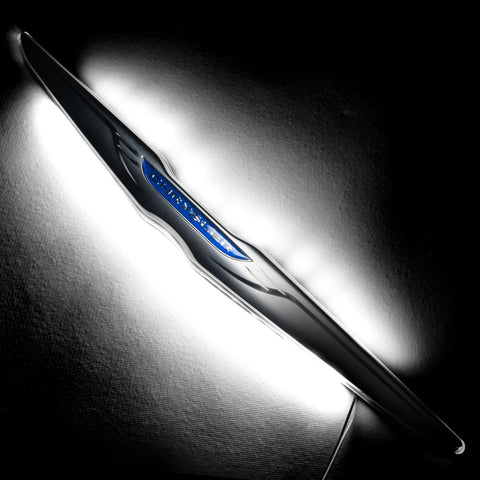 Gen II Chrysler Illuminated LED Rear Wing Emblem with white LEDs.