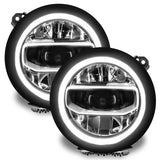 Jeep Gladiator JT headlights with white DRLs.