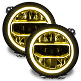 Jeep Gladiator JT headlights with yellow DRLs.