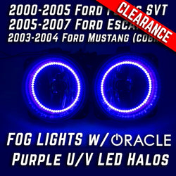 2000-05 Ford Focus SVT/03-04 Mustang SVT/05-07 Escape Fog Lights - ORACLE Purple U/V LED Halos