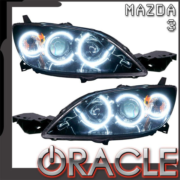 ORACLE Lighting 2004-2009 Mazda 3 Pre-Assembled Halo Headlights - Hatchback/Halogen Style