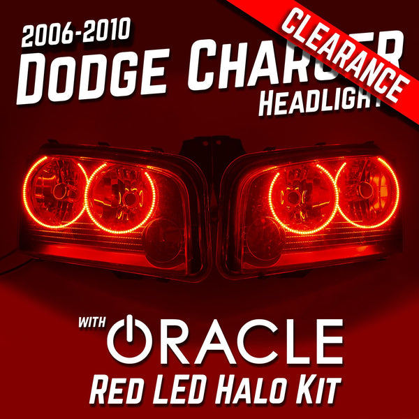 2006-2010 Dodge Charger Headlights - ORACLE Red LED Halo Kit Pre-Installed
