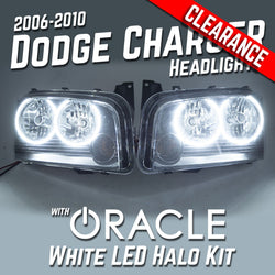 2006-2010 Dodge Charger Headlights - ORACLE White LED Halo Kit Pre-Installed
