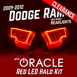 2009-2012 Dodge Ram Non-Sport Headlights - ORACLE Red LED Halo Kit Pre-Installed