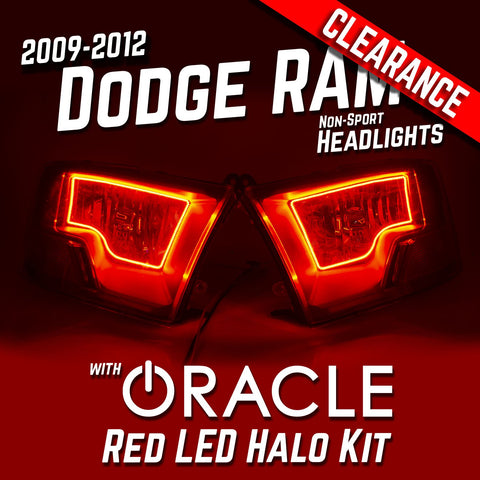 2009-2012 Dodge Ram Non-Sport Headlights - ORACLE Red LED Halo Kit Pre-Installed