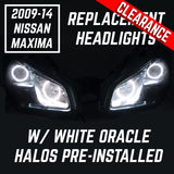 2009-2014 Nissan Maxima Headlights - ORACLE WHITE LED Halo Kit + Tinted Lenses