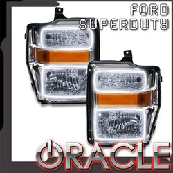 ORACLE Lighting 2008-2010 Ford F-250/F-350 Super Duty Pre-Assembled Halo Headlights - Chrome Housing