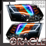 ORACLE Lighting 2009-2018 RAM ColorSHIFT Switchback Quad Pre-Assembled Halo Headlights - Black Housing