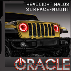 Surface mount headlight halos with ORACLE Lighting logo