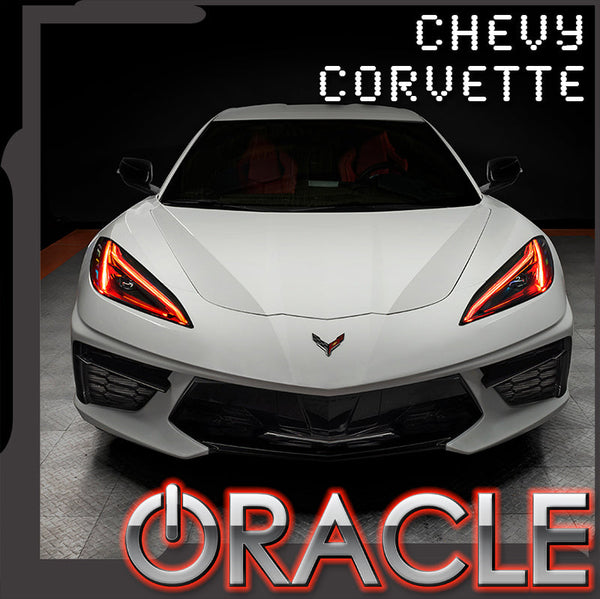 Chevy corvette RGBA LED headlight DRL upgrade with ORACLE Lighting logo