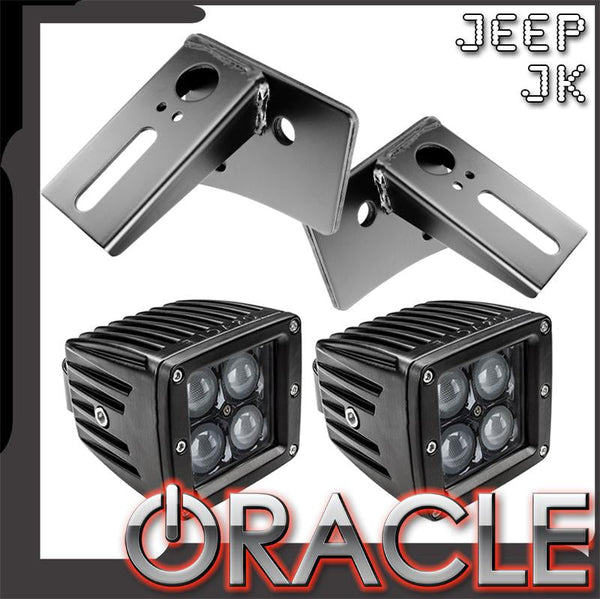 ORACLE Jeep JK Lower Windshield Light Mount Brackets + Lights Combo