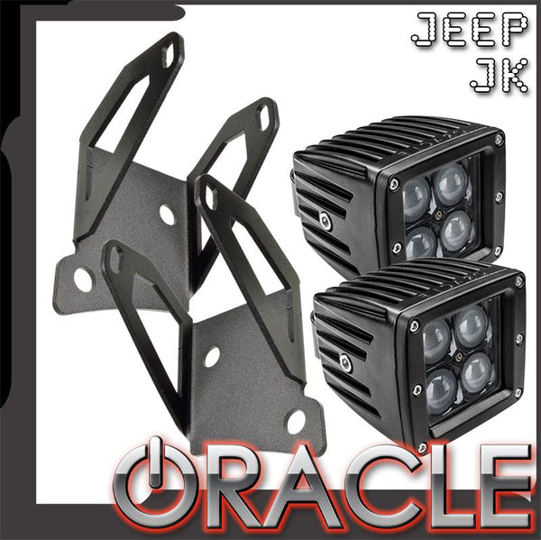 ORACLE Jeep JK Single Light Mounting Pillar Brackets + Lights Combo