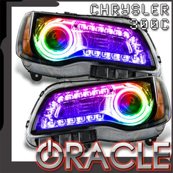 ORACLE Lighting 2011-2014 Chrysler 300C NON HID Pre-Assembled Headlights - Black Housing - ColorSHIFT DRL