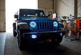 Blue jeep with surface mount halos installed