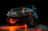 Aqua jeep with amber LED halos and wheel rings