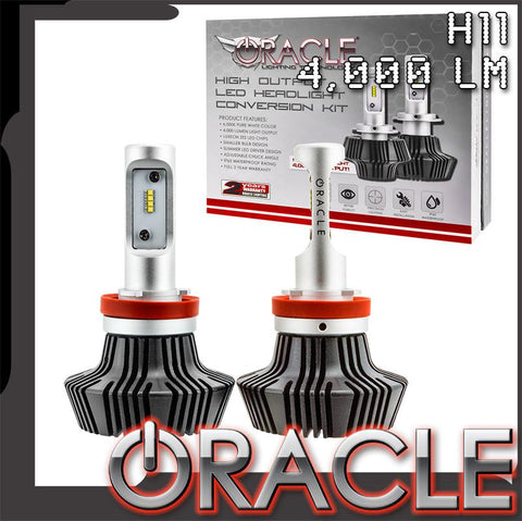 H11 4,000 Lm LED bulbs with ORACLE Lighting logo