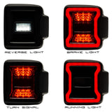Grid view of black series tail lights showing different lighting modes