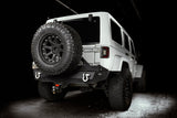 Rear view white jeep wrangler jk with flush mount tail lights installed