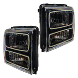 ORACLE Lighting 2005-2007 Ford F-250/F-350 Super Duty Pre-Assembled Halo Headlights - Black Housing