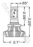 LED bulb diagram with measurements