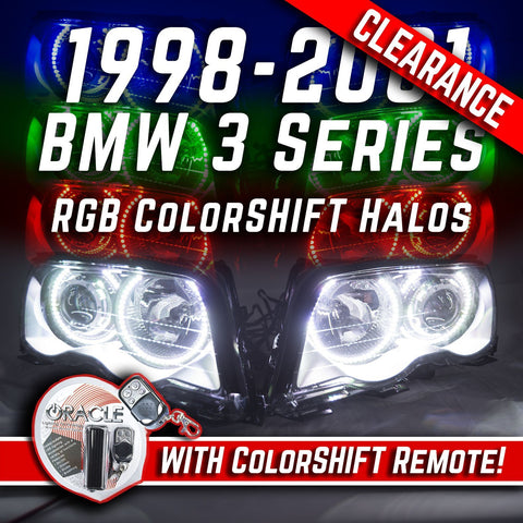 1998-2001 BMW 3 Series Headlights with ORACLE RGB ColorSHIFT Halo Kit + Remote