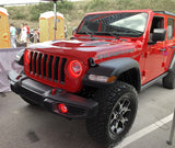 Jeep outdoors with red halos on