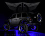 Black Jeep with blue LED wheel rings