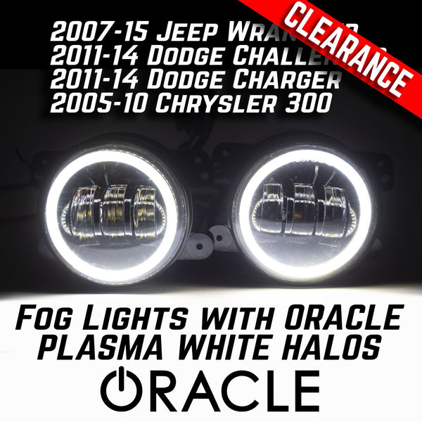 Jeep Wrangler Dodge Chrysler LED Hi-Power Fog Lights + ORACLE White Plasma Halos