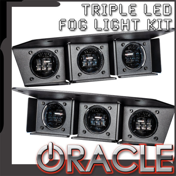 Ford bronco triple LED fog light kit with ORACLE Lighting logo