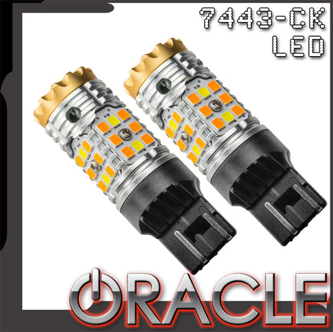 7443-CK LED bulbs with ORACLE Lighting logo