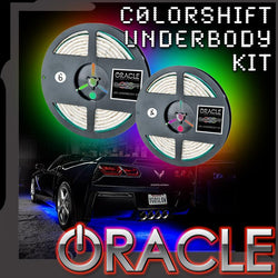 ColorSHIFT underbody kit installed on corvette with ORACLE Lighting logo