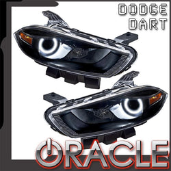 ORACLE Lighting 2013-2016 Dodge Dart Pre-Assembled Halo Headlights - Black Housing (Halogen Style)