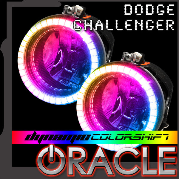 Dodge challenger dynamic colorshift fog light halo kit with ORACLE Lighting logo
