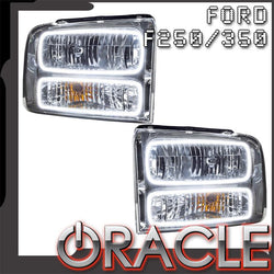 ORACLE Lighting 2005-2007 Ford F-250/F-350 Super Duty Pre-Assembled Halo Headlights - Chrome Housing
