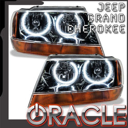 ORACLE Lighting 1999-2004 Jeep Grand Cherokee Pre-Assembled Halo Headlights-Black Housing