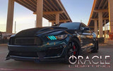 Mustang outdoors with green DRL