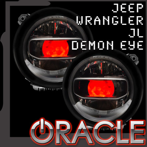 Jeep wrangler demon eye projector kit with ORACLE Lighting logo