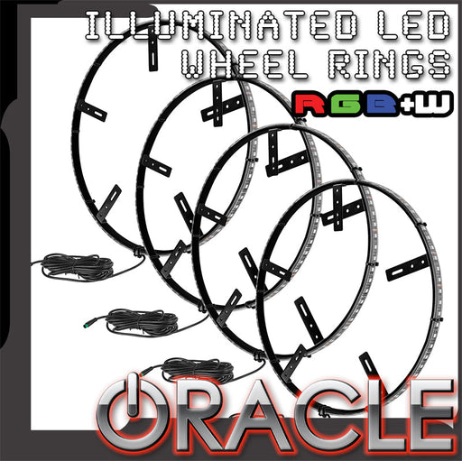 Illuminated RGBW wheel rings with ORACLE Lighting logo