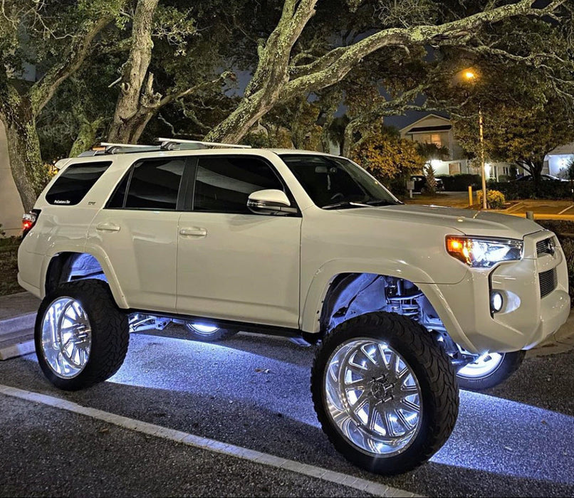 White toyota with white LED wheel rings