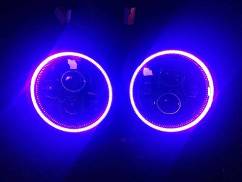 ORACLE 7" High Powered LED Headlights (Pair) - Black Bezel - Purple LED Halos - CLEARANCE