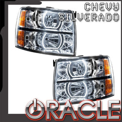 ORACLE Lighting 2007-2013 Chevrolet Silverado Pre-Assembled LED Square Style Halo Headlights - (Chrome Housing)